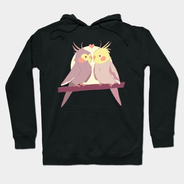 Cute cockatiel birds art Hoodie by Yarafantasyart